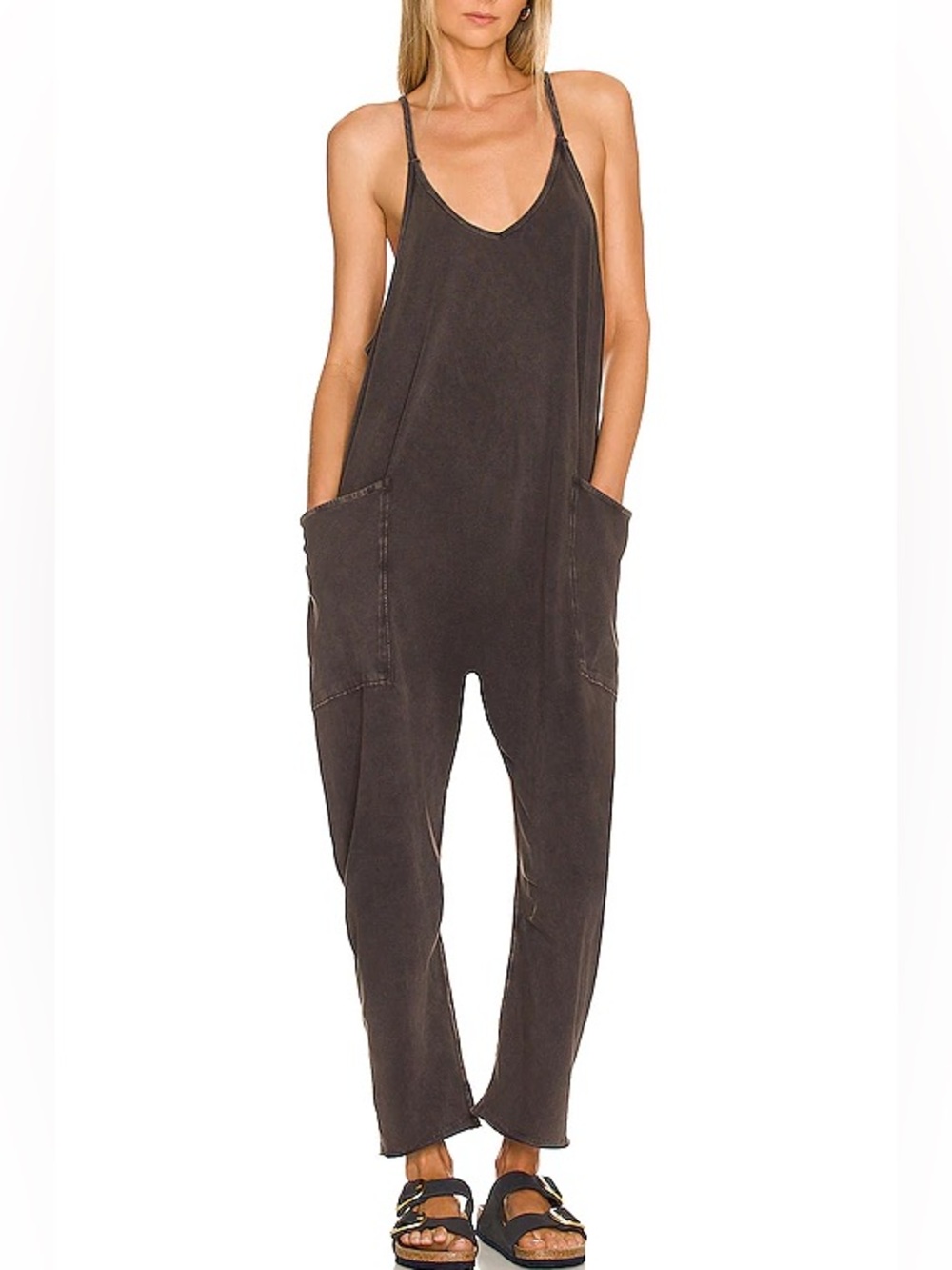 FP Movement Hot Shot Charcoal Gray Relaxed-Fit Onesie Jumpsuit, Sz Small